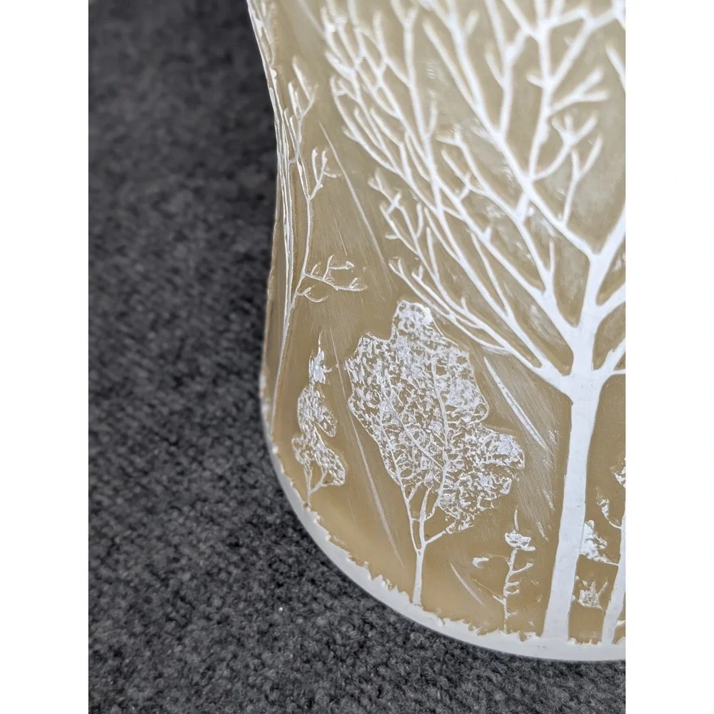 Heavy Resin Bathroom Office Waste Basket Trashcan 3-D Trees Forest Winter CHIP**